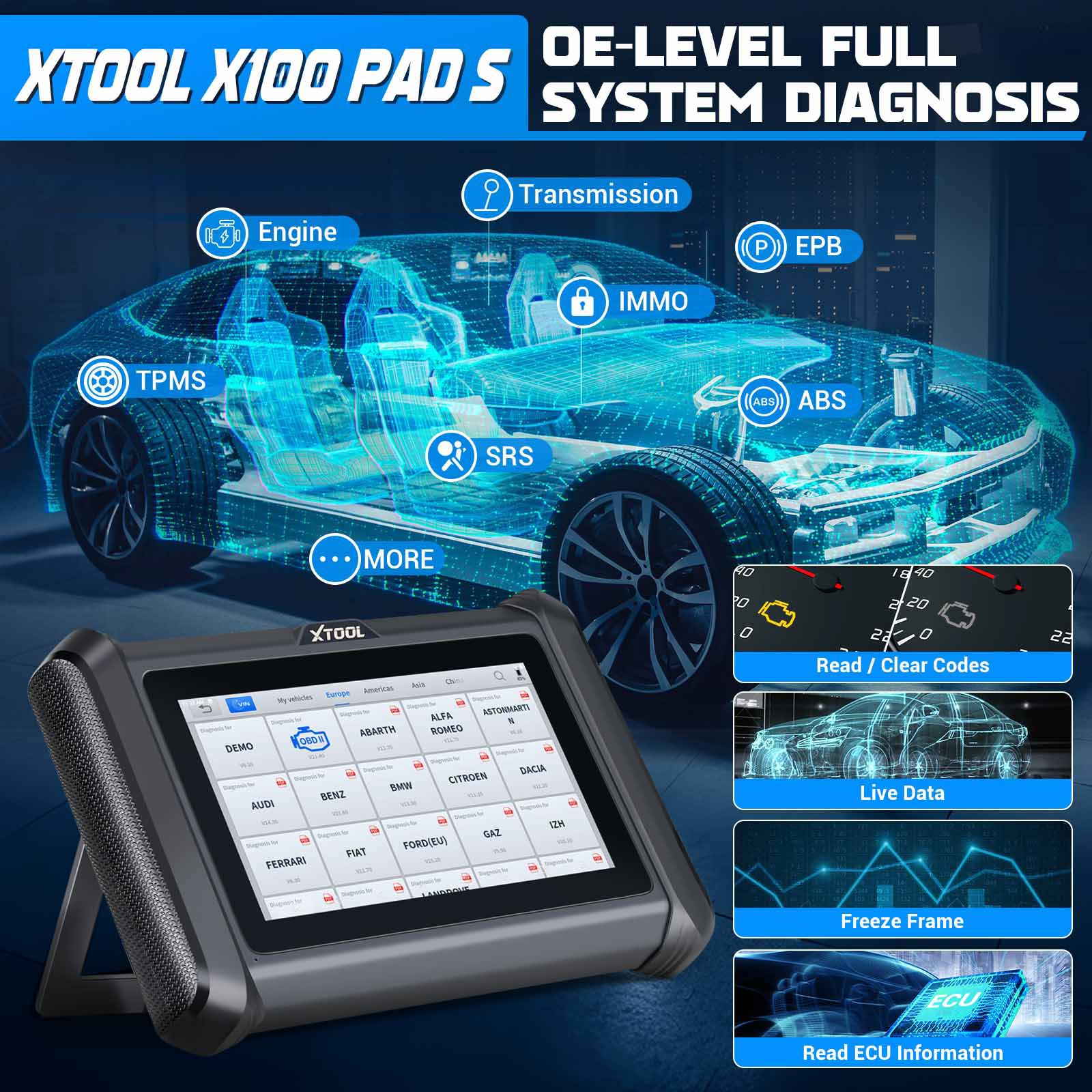 XTOOL X100 PADS Key Programmer with Built-in CAN FD DOIP Supports 23 Service Functions Replace X100 PAD 2 Years Free Update