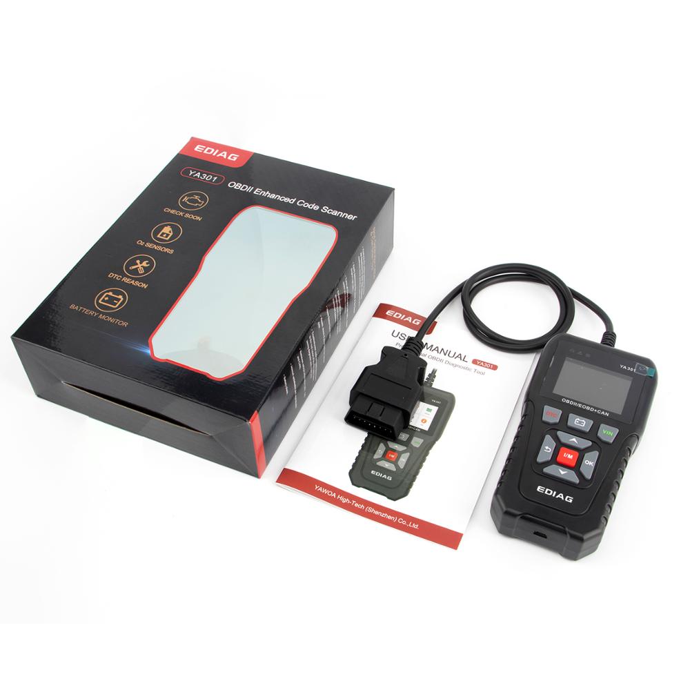 Lector de código ya301 obd2 OBDII / eobd un clic vin prueba de lectura de batería ya - 301 herramienta de diagnóstico obd2 escáner actualización gratuita PK cr3008 elm327 kw850