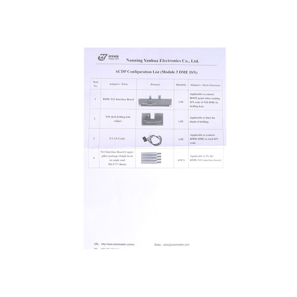 El módulo Acdp en miniatura de Yanhua 3 Lee y escribe el Código BMW DME isn a través de OBD