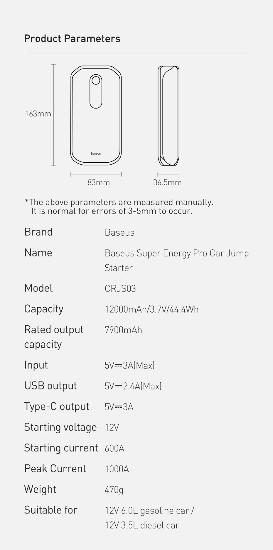 1000A Car Jump Starter 