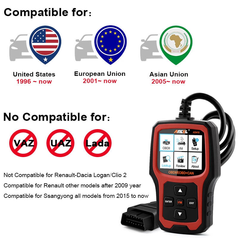 Escáneres Ancel ad410 obd2