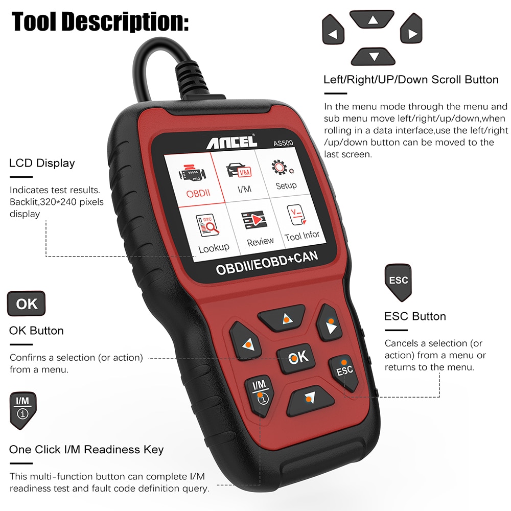 Escáneres automotrices Ancel as500 obd2