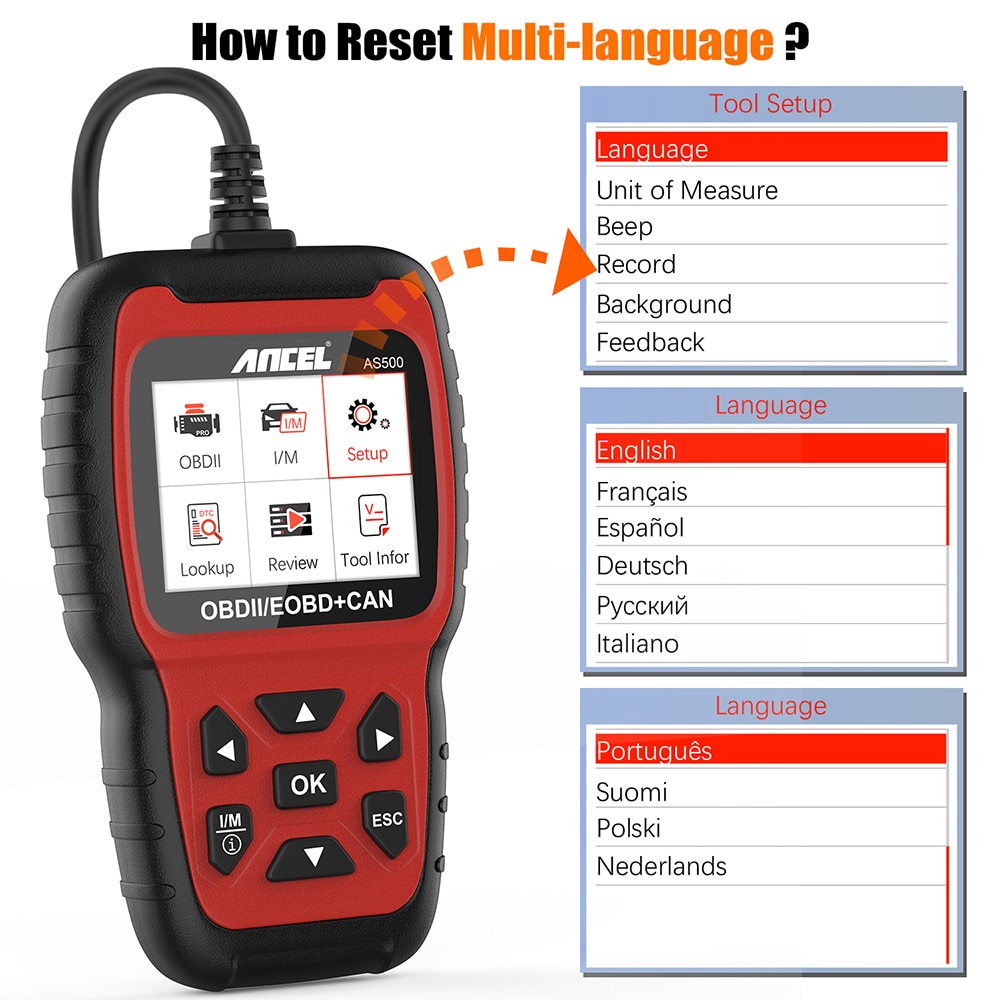 Escáneres automotrices Ancel as500 obd2