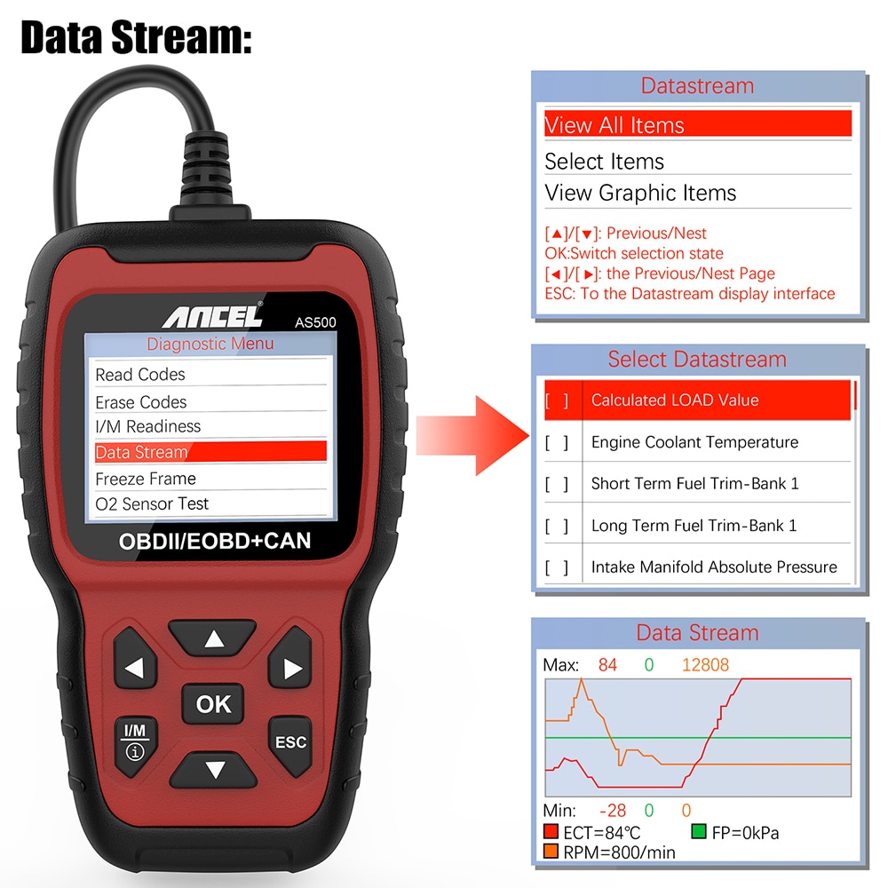 Escáneres automotrices Ancel as500 obd2