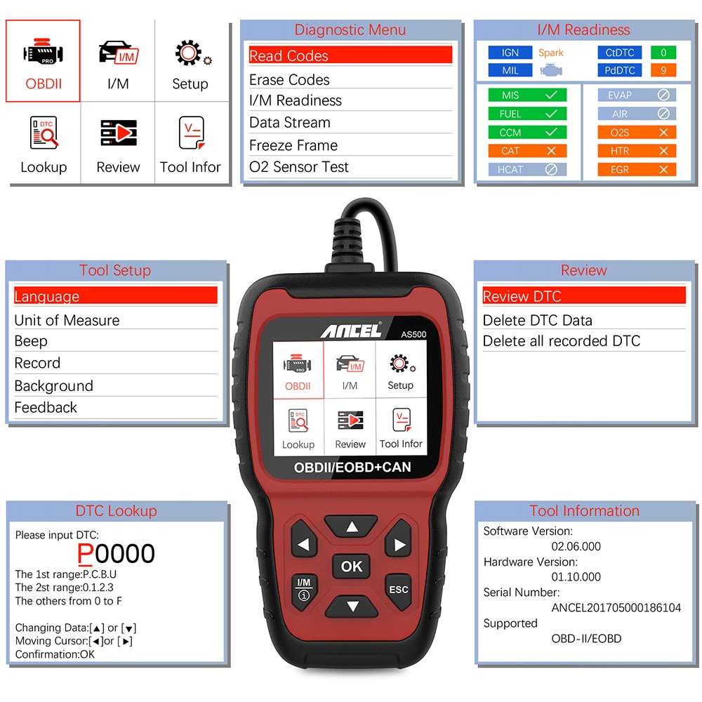 ANCEL AS500 OBD2 Automotive Scanner