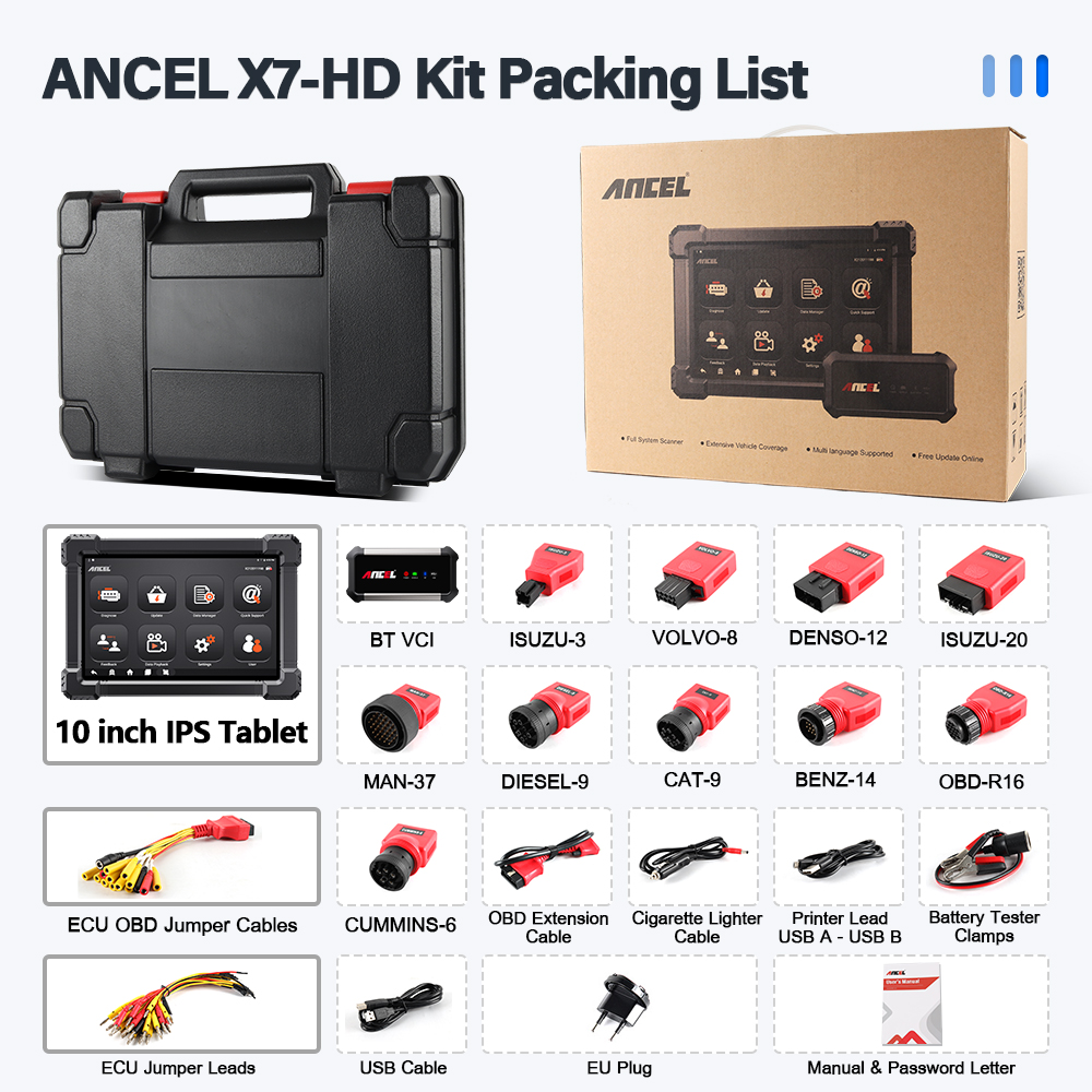 ANCEL X7 HD Heavy Duty Truck Diagnostic Tool