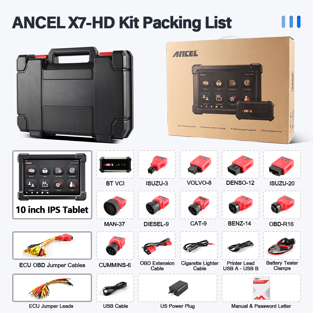 ANCEL X7 HD Heavy Duty Truck Diagnostic Tool