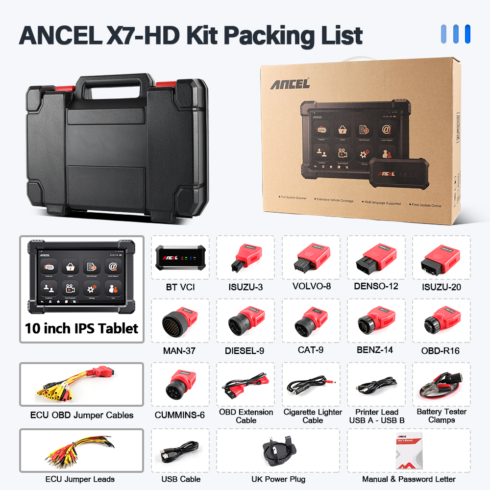 ANCEL X7 HD Heavy Duty Truck Diagnostic Tool
