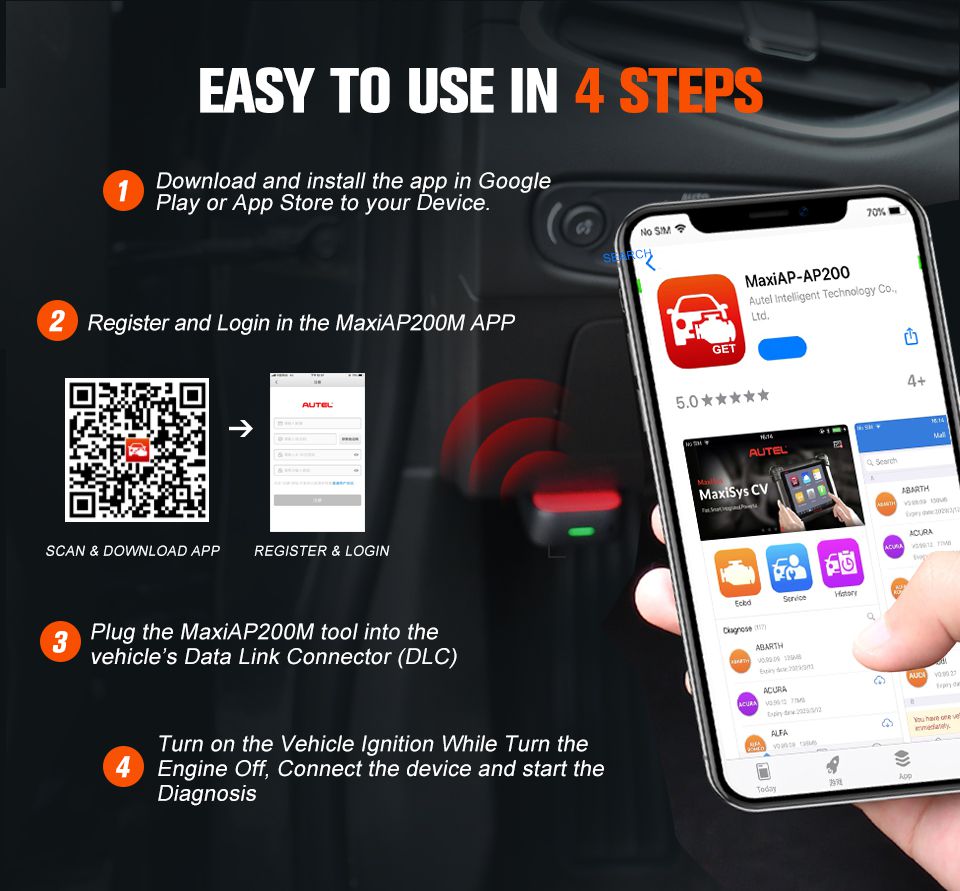 Autel AP200M Bluetooth OBD2 Code Reader 