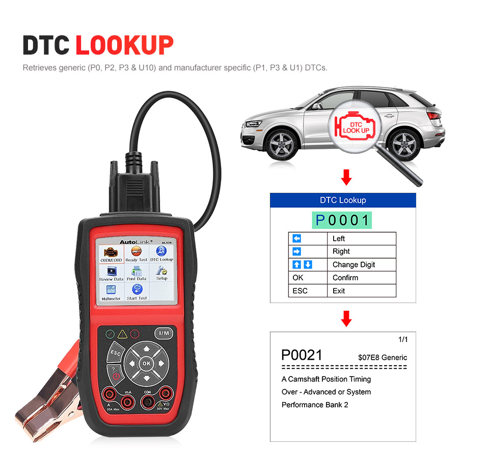 Lector de código OBDII autoel autolink al539b 