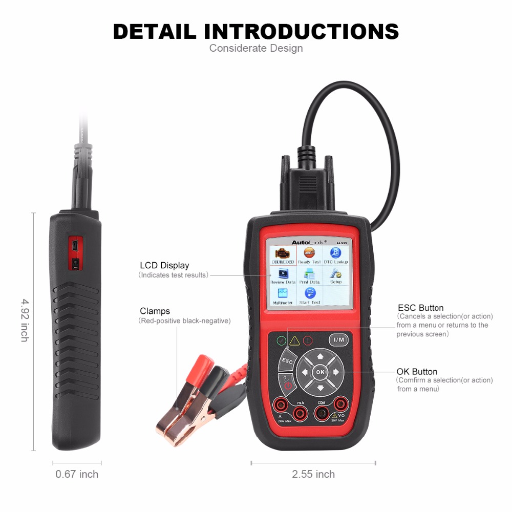 Lector de código OBDII autoel autolink al539b 