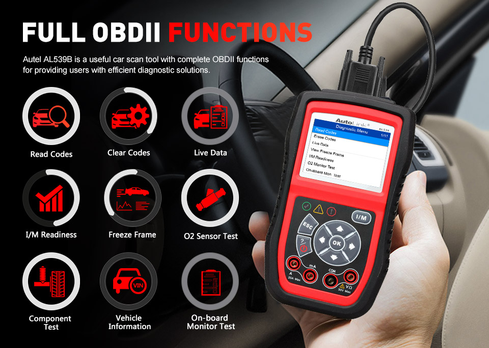 Lector de código OBDII autoel autolink al539b 