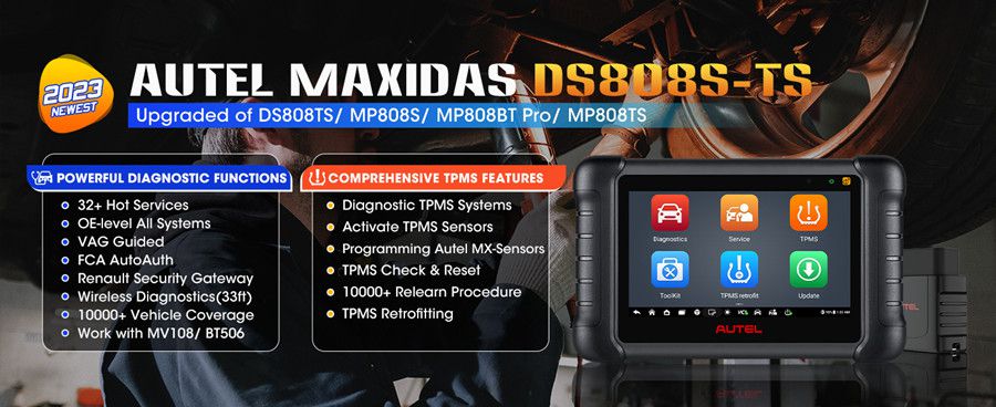 AUTEL MaxiDAS DS808S-TS Diagnostic Tool with Advanced ECU Coding & TPMS Service