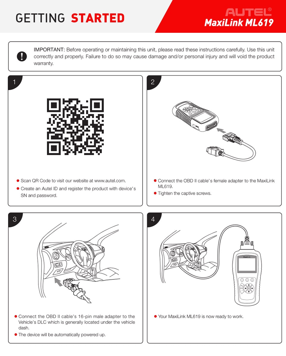 Escáneres Adel maxilink ml619 can obd2