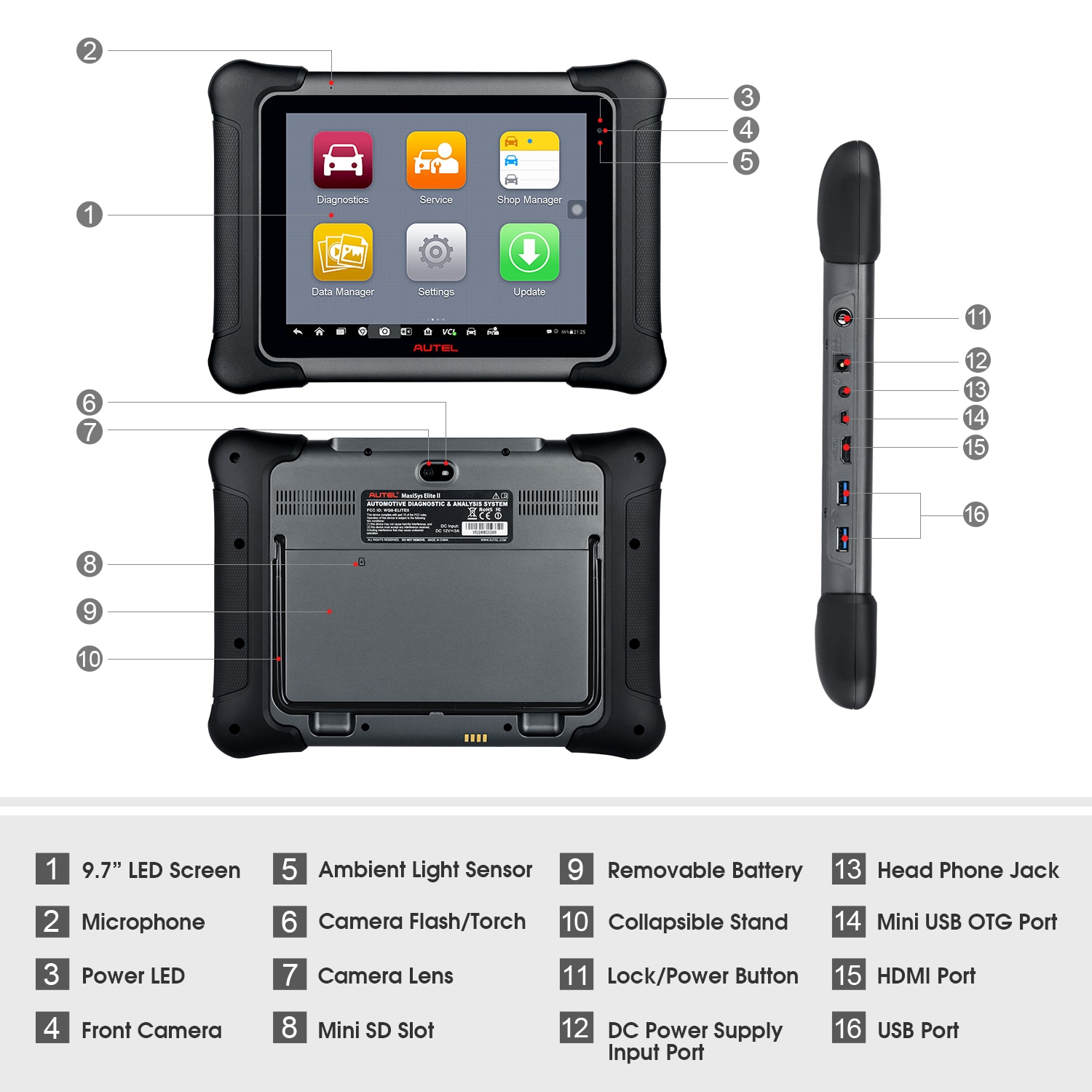 Herramienta de escáner de diagnóstico autoel maxisys ELITE II obd2