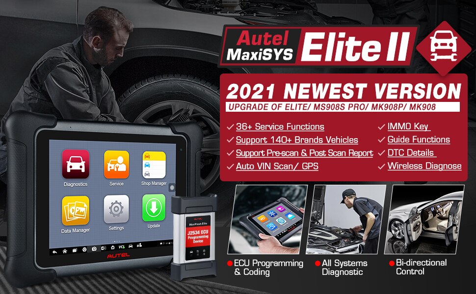 Autel Maxisys Elite II OBD2 Diagnostic Scanner Tool with MaxiFlash J2534 Same Hardware as MS909 Upgraded Version of Maxisys Elite