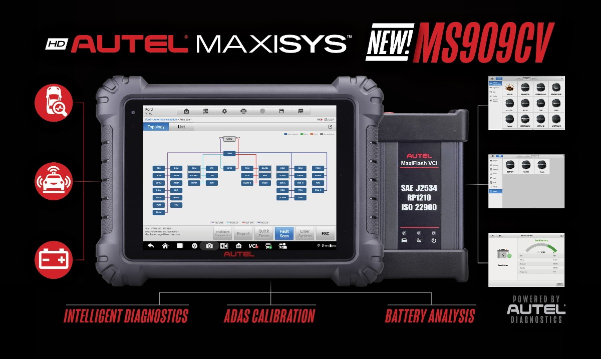 Diagnóstico bidireccional pesado autoel maxisys ms909cvs