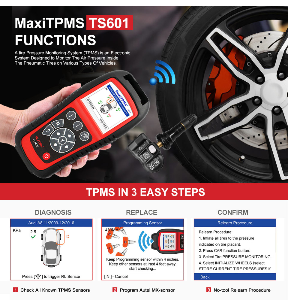 Herramientas de diagnóstico y mantenimiento de autoel maxitpms ts601 tpms