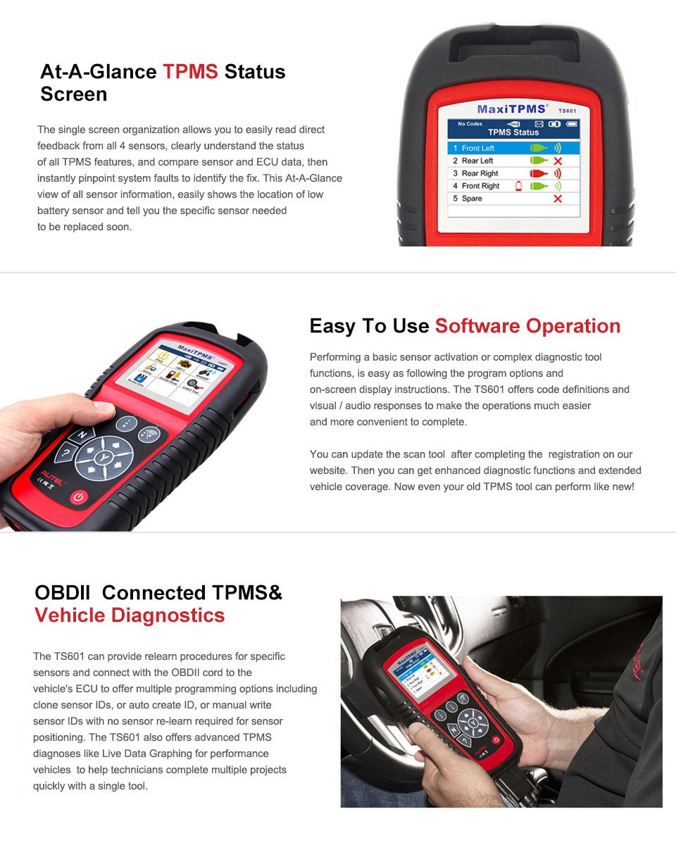 Herramientas de diagnóstico y mantenimiento de autoel maxitpms ts601 tpms