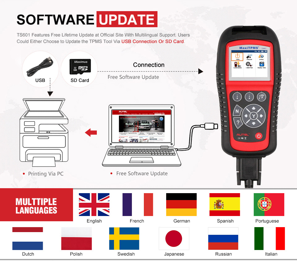 Herramientas de diagnóstico y mantenimiento de autoel maxitpms ts601 tpms