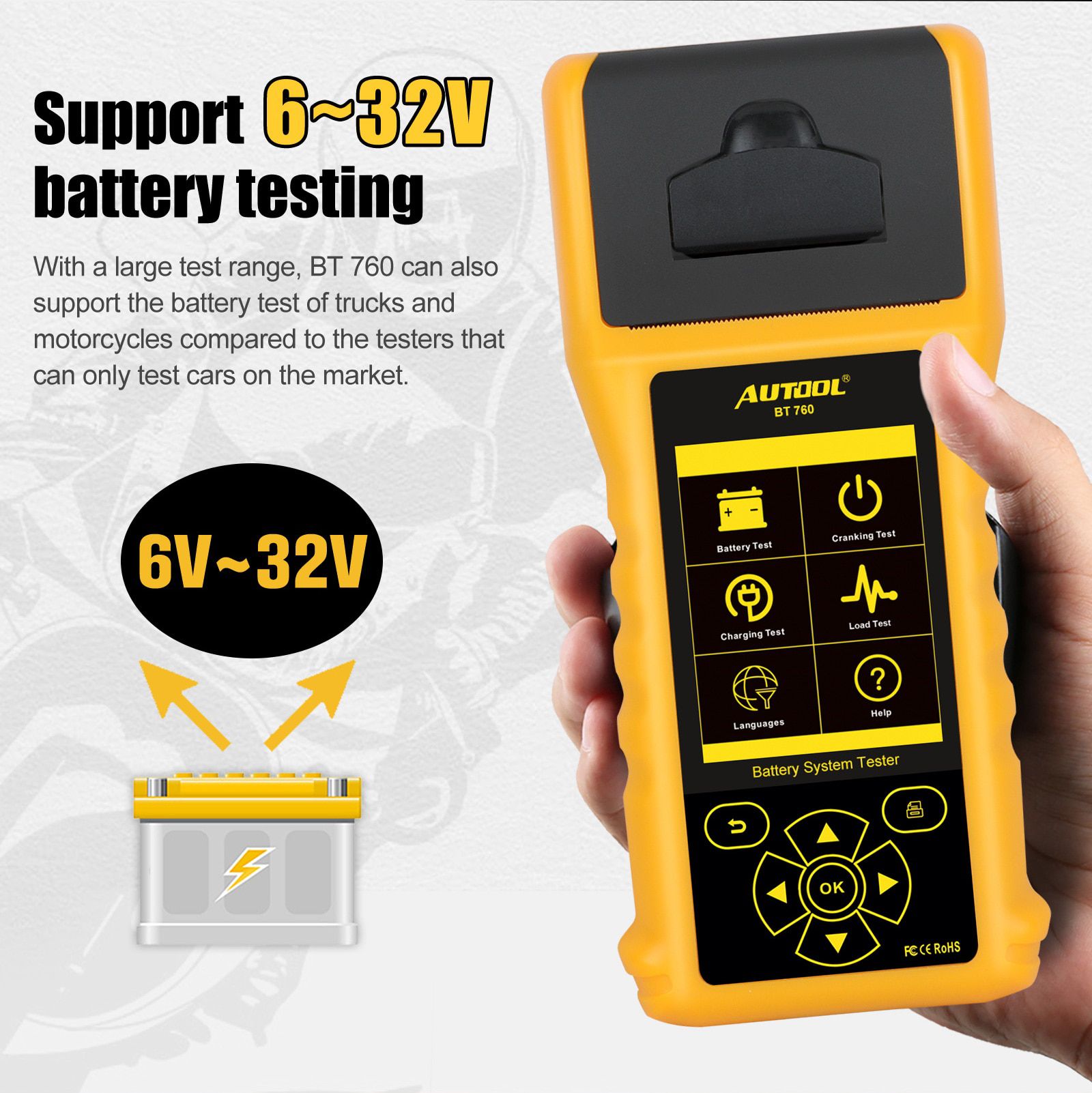 AUTOOL BT760 12V 24V Car Battery Tester