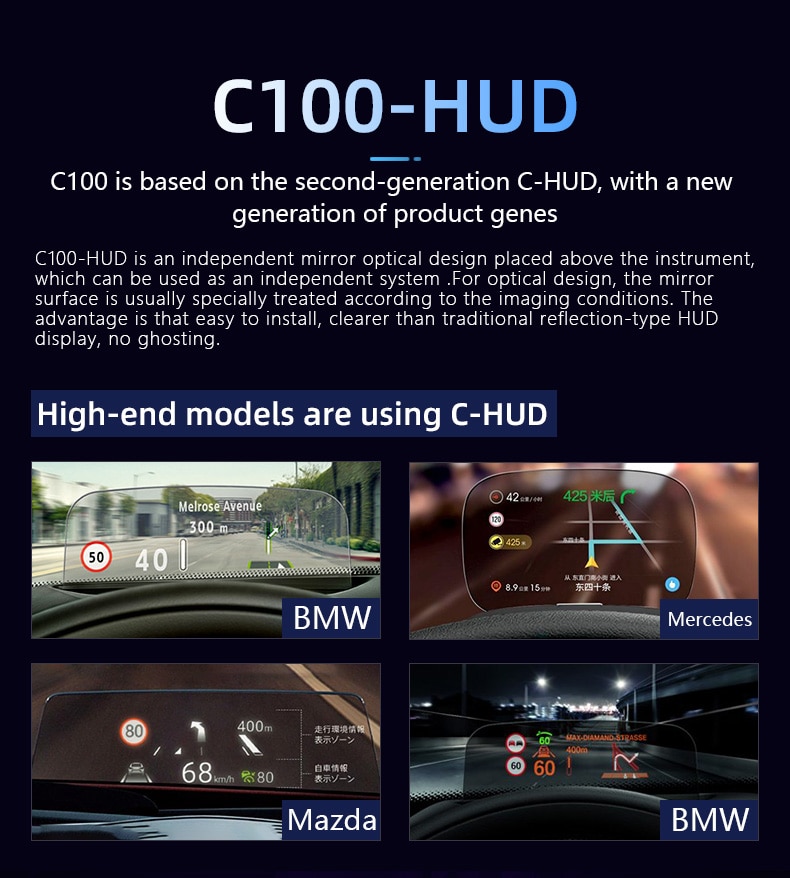 C100 Head - up display obd2 Head - up display Mirror 