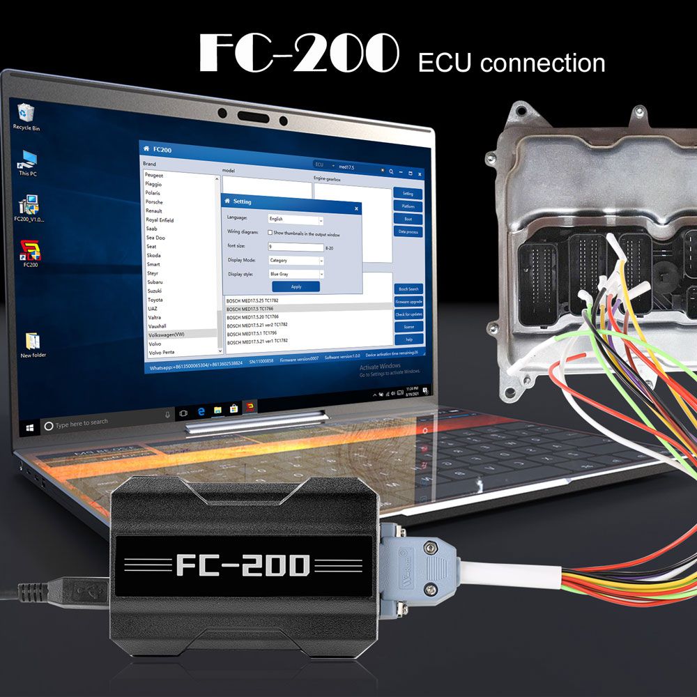 La versión completa del programador CG fc200 ecu, con un nuevo adaptador, no necesita ser desmontado