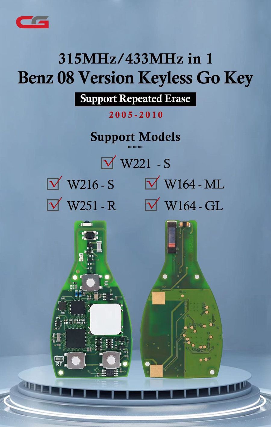CG BENZ 08版本无钥匙Go Key二合一315MHz/433MHz