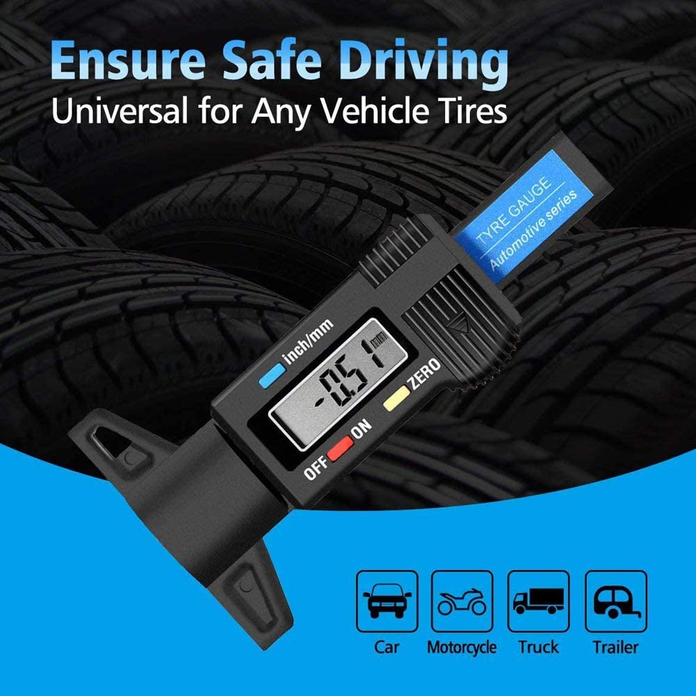 LCD Digital Car Tyre Tire Tread Depth Gauge Meter Auto Tire Wear Detection Measuring Tool Caliper