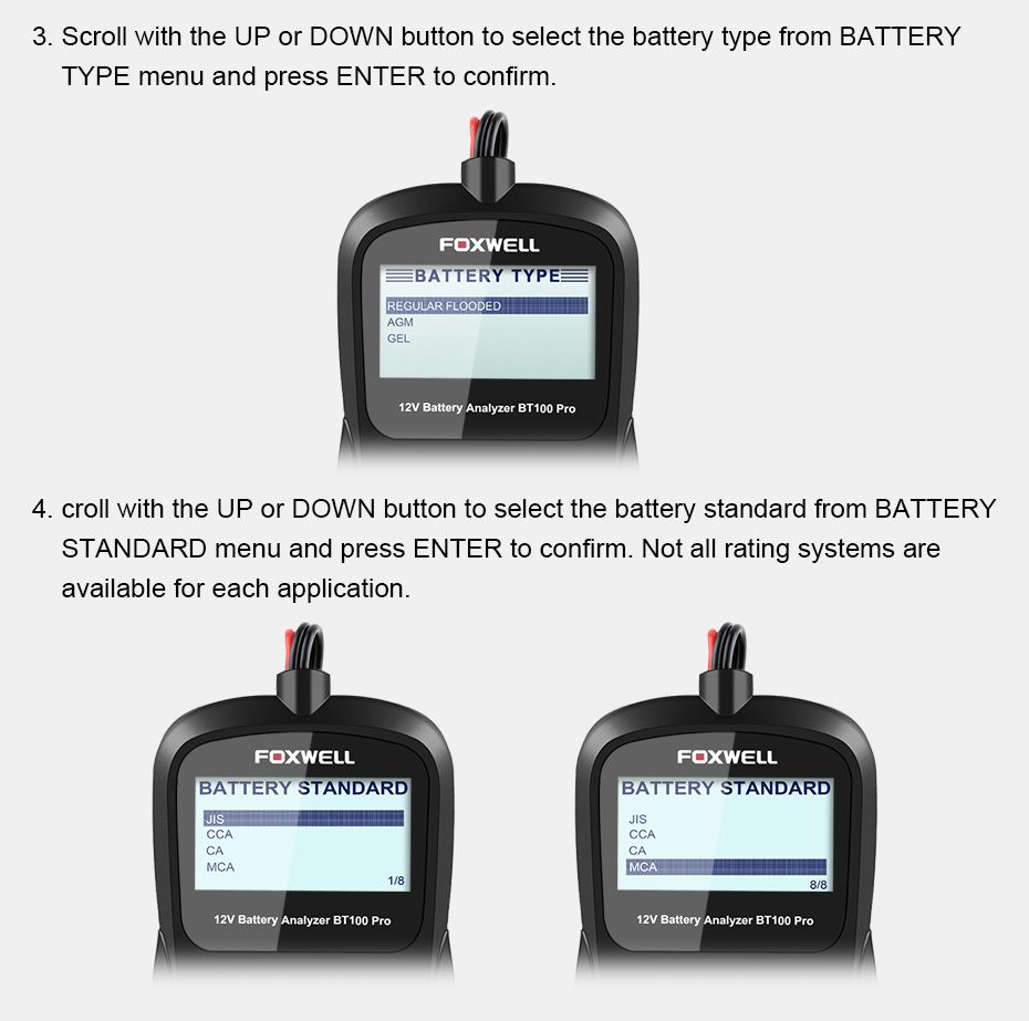 BT100 PRO 12V Car Battery Tester