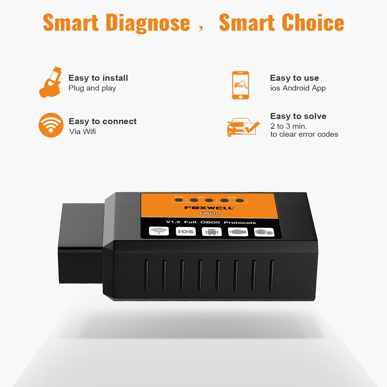 Escáner foxwell fw601 universal obd2 WiFi elm327 V 1.5