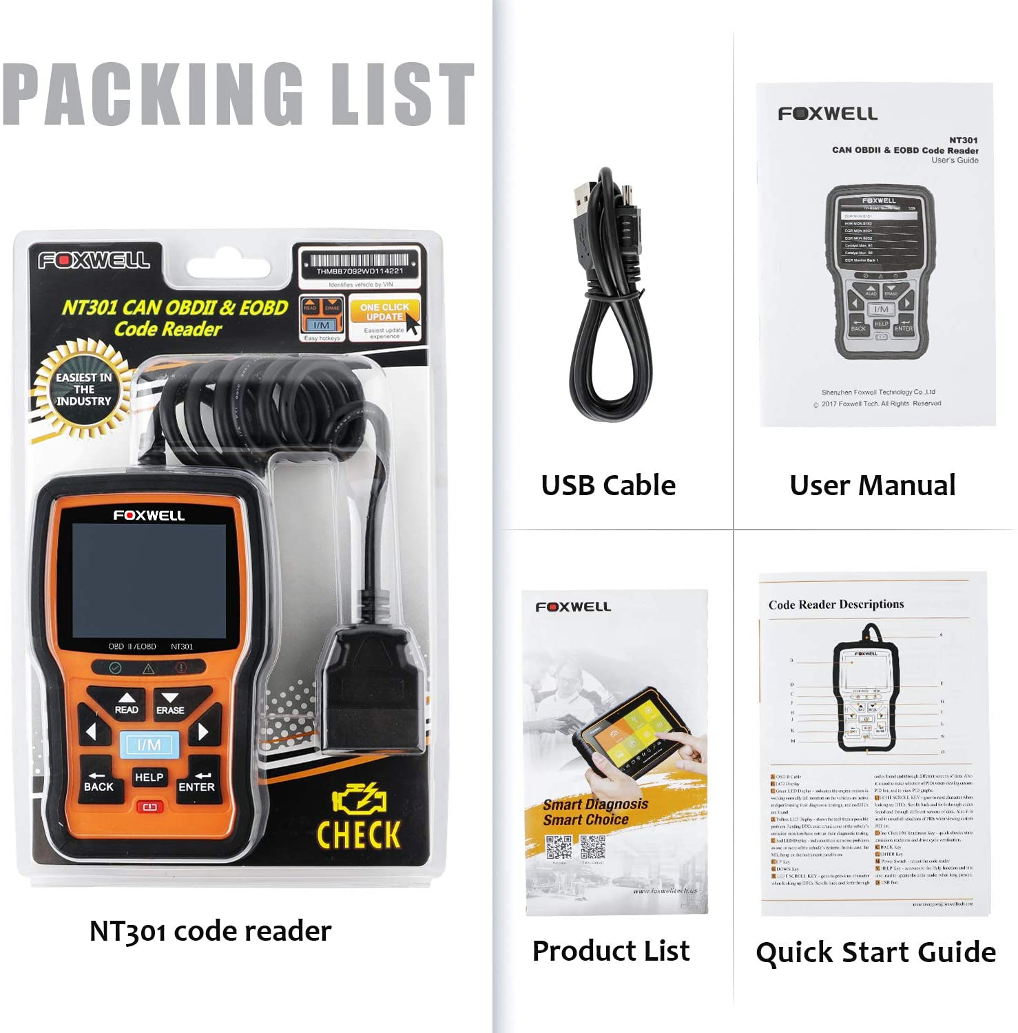 Foxwell nt301 can OBDII / eobd Code Reader 