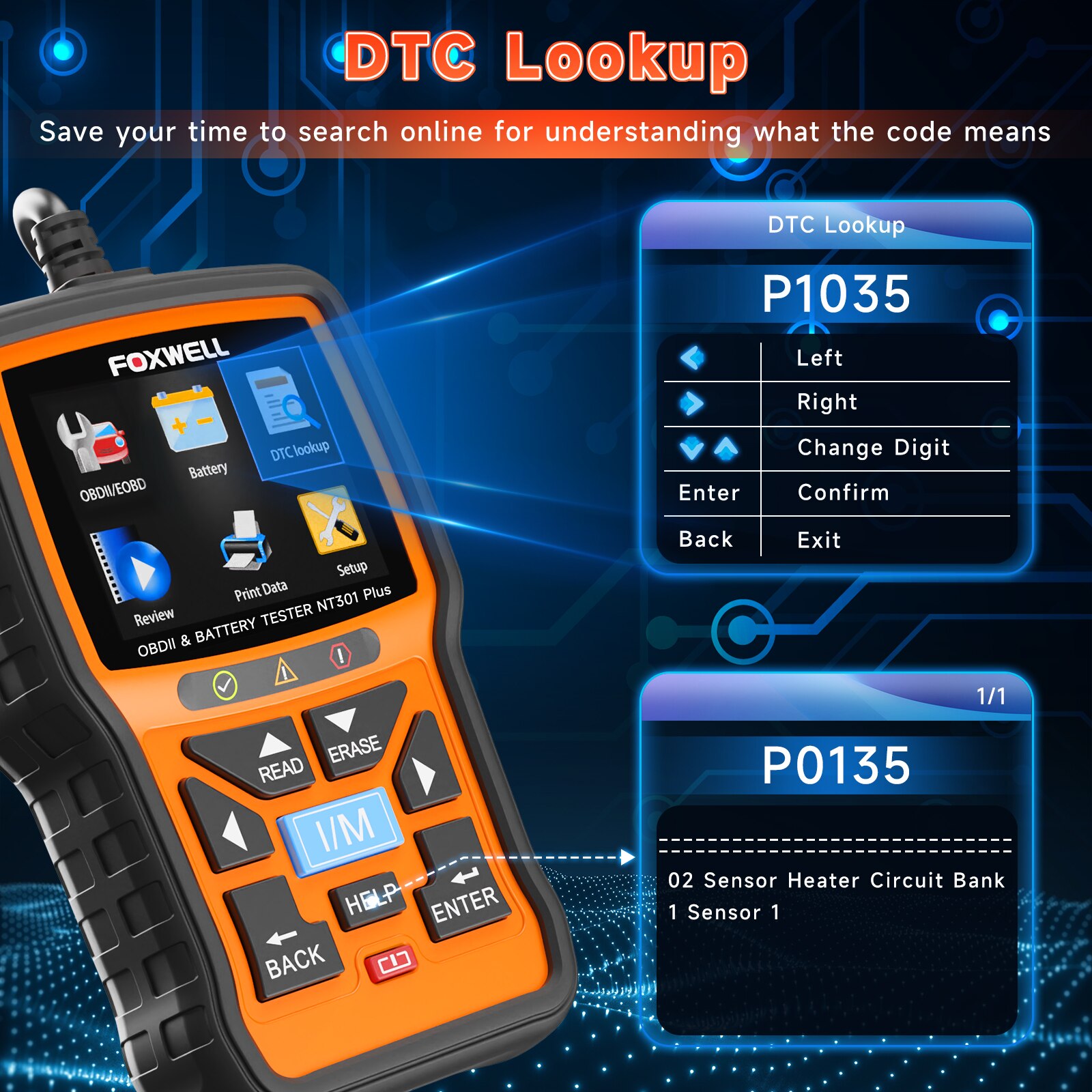 Escáneres foxwell nt301plus obd2