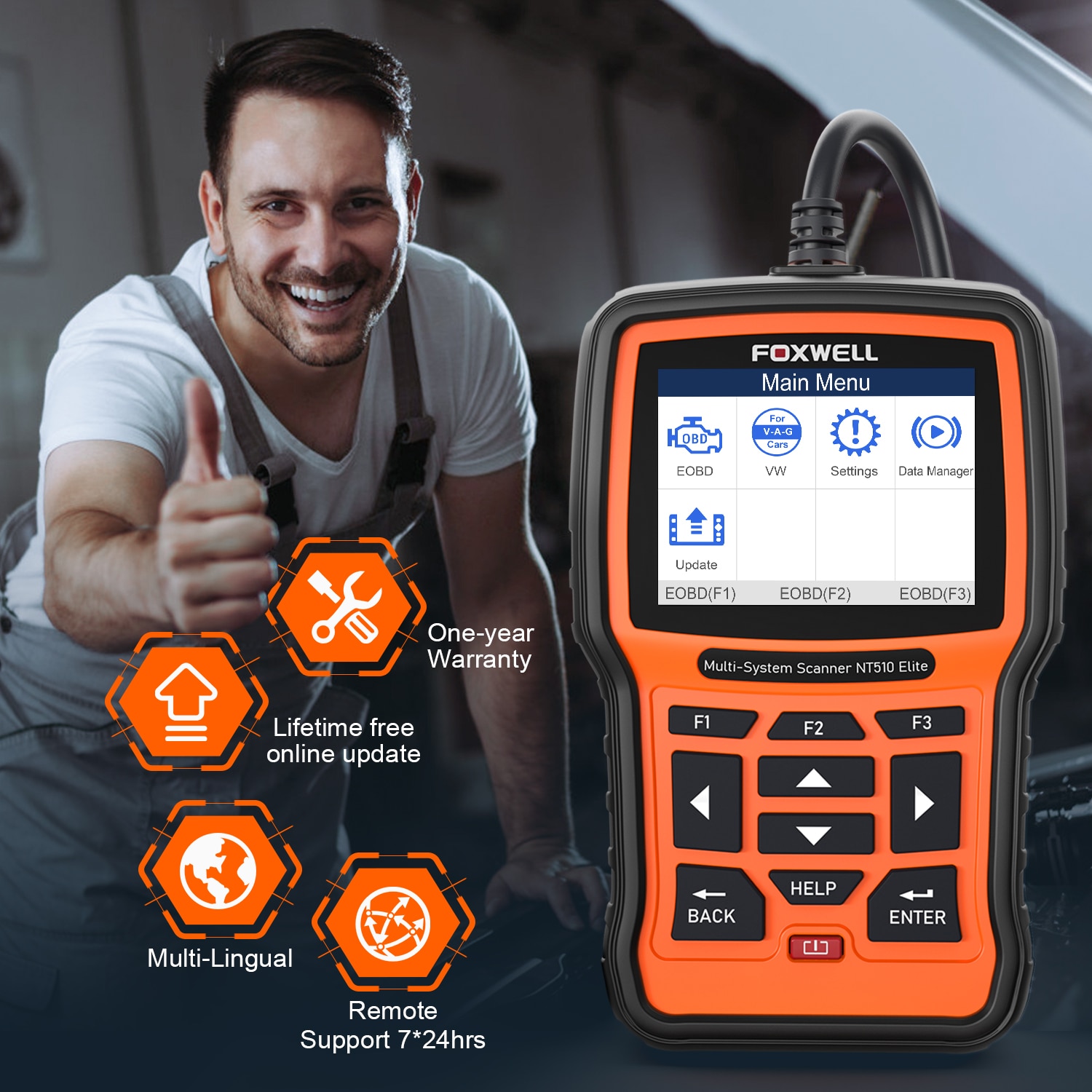 FOXWELL NT510 Elite Full Systems OBD2 Car Scanner