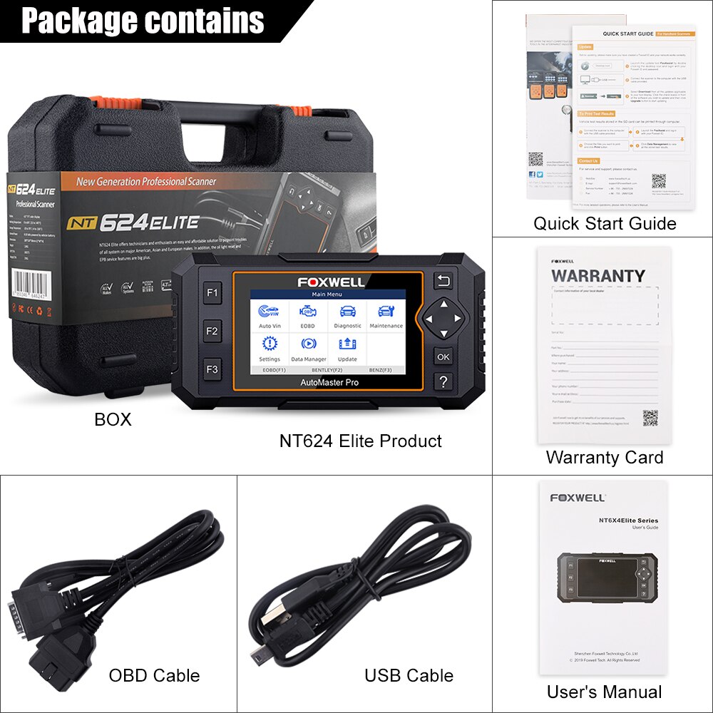 Foxwell nt624 elite obd2 herramienta de diagnóstico