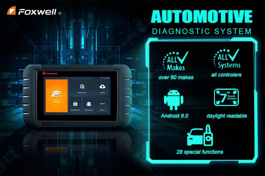 Herramienta de diagnóstico de todo el sistema foxwell nt809 con 28 funciones de mantenimiento de reinicio