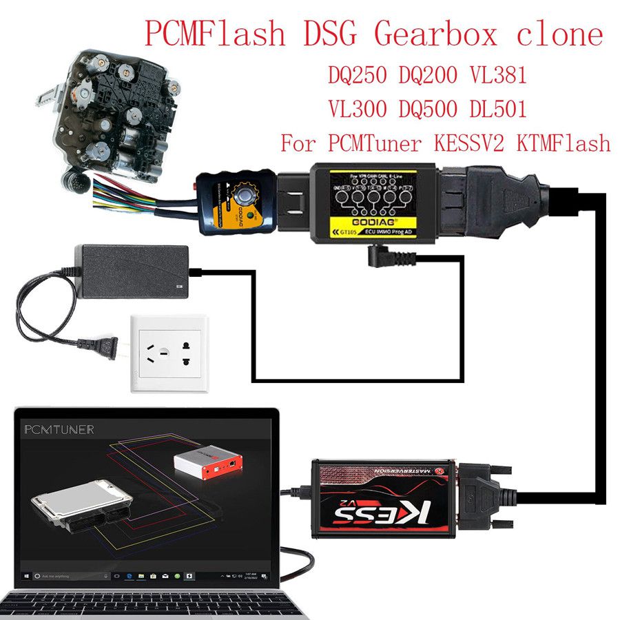 Gt105 plus gt107 dsg Gear Box data read / write Adapter Connection Map