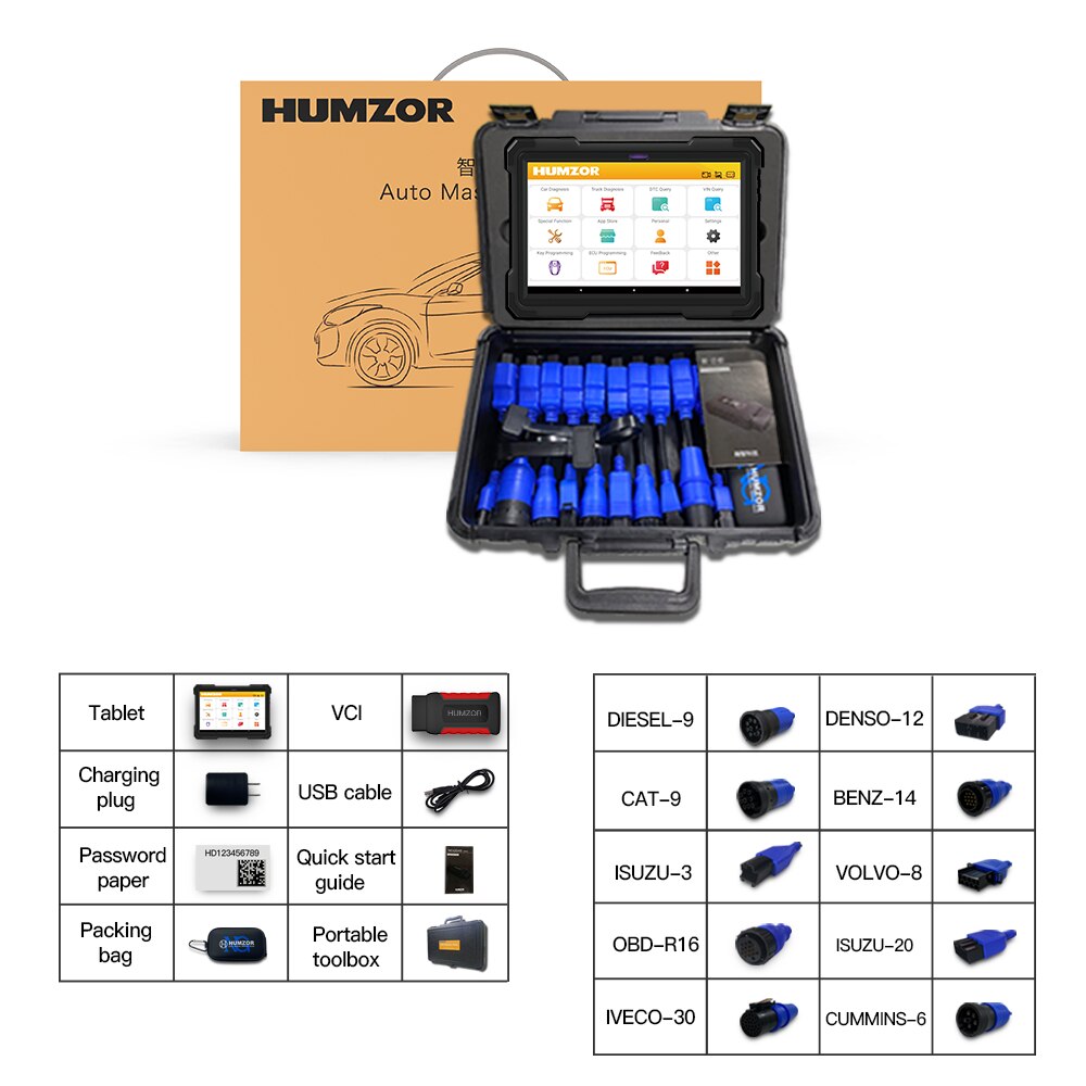 Escáner de diagnóstico automotriz humzor nd666 elite obd2