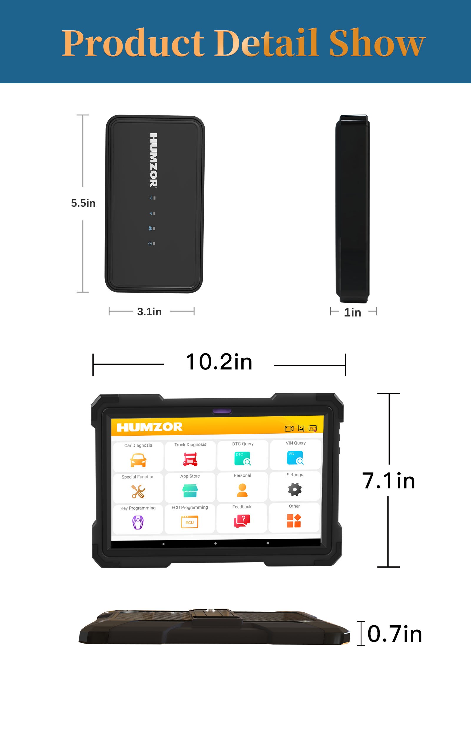 HUMZOR NS666S OBD2 Scanner Bluetooth Full Systems ABS Airbag DPF IMMO Oil Reset Car Diagnostic Tools