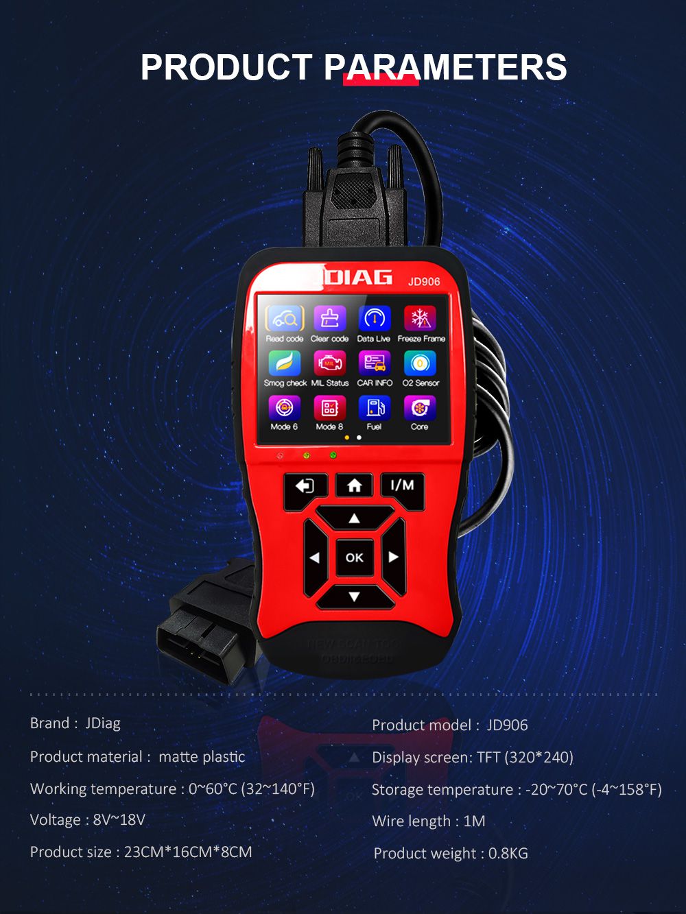 Original JDiag JD906 Auto Professional Code Reader 