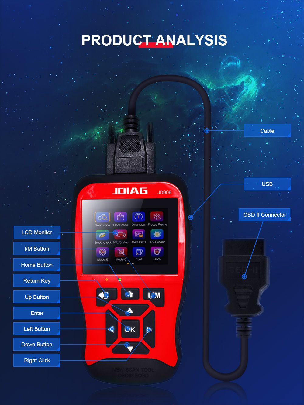 Original JDiag JD906 Auto Professional Code Reader 