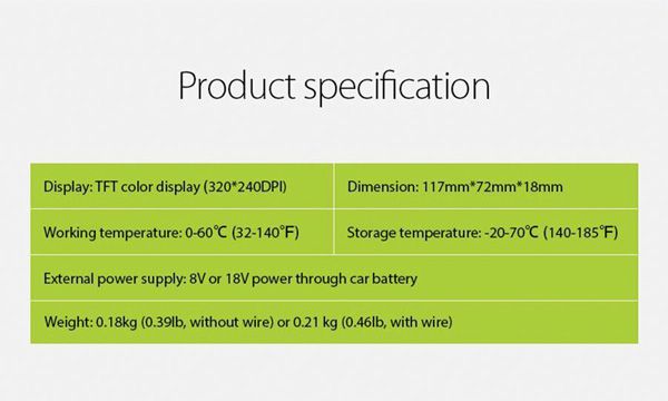 Especificaciones del producto jdiag jd201