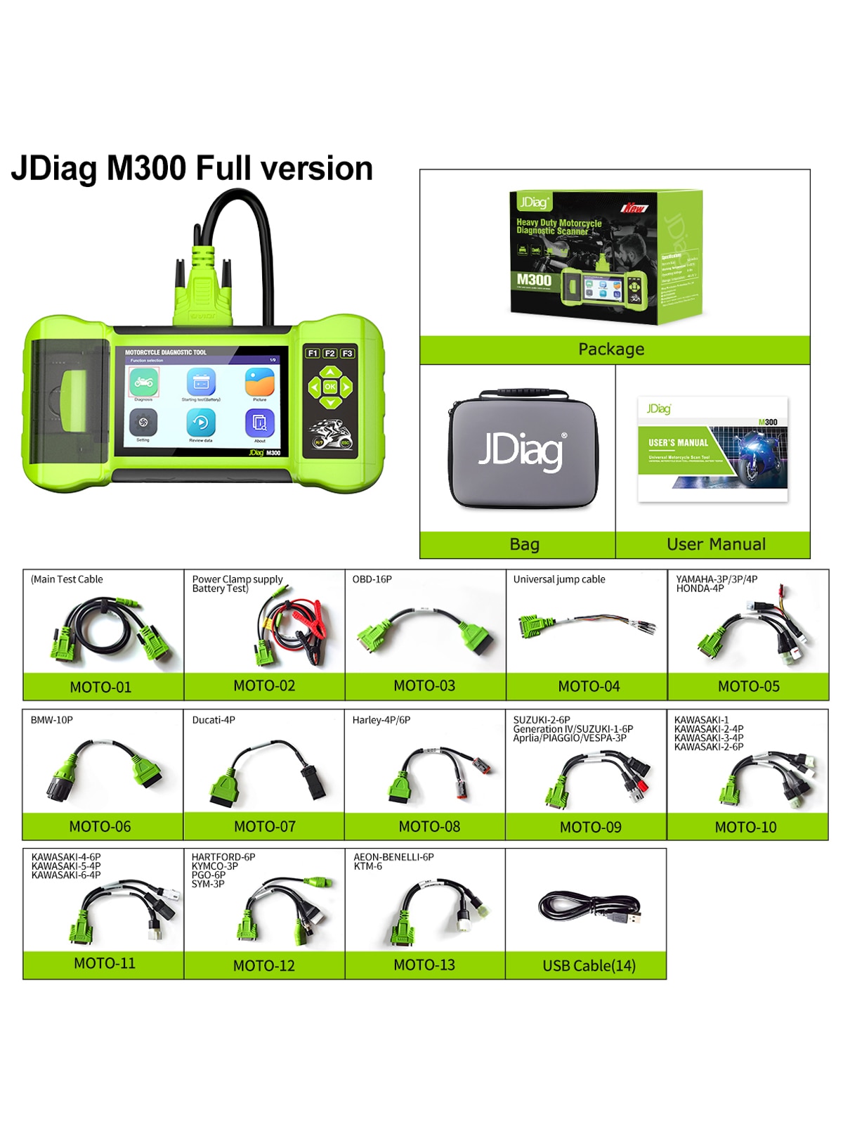 JDiag M300 Motorrad Diagnose OBD2 Scanner