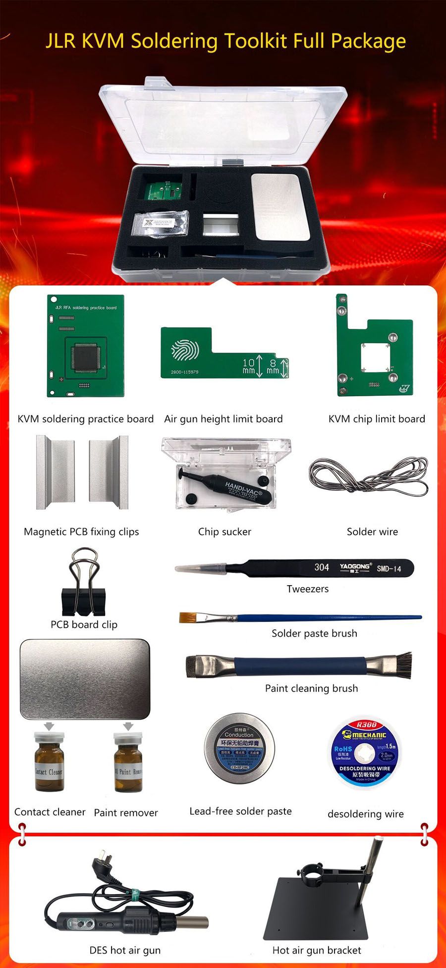 Conjunto completo de kits de soldadura jlr kvm para fuegos artificiales