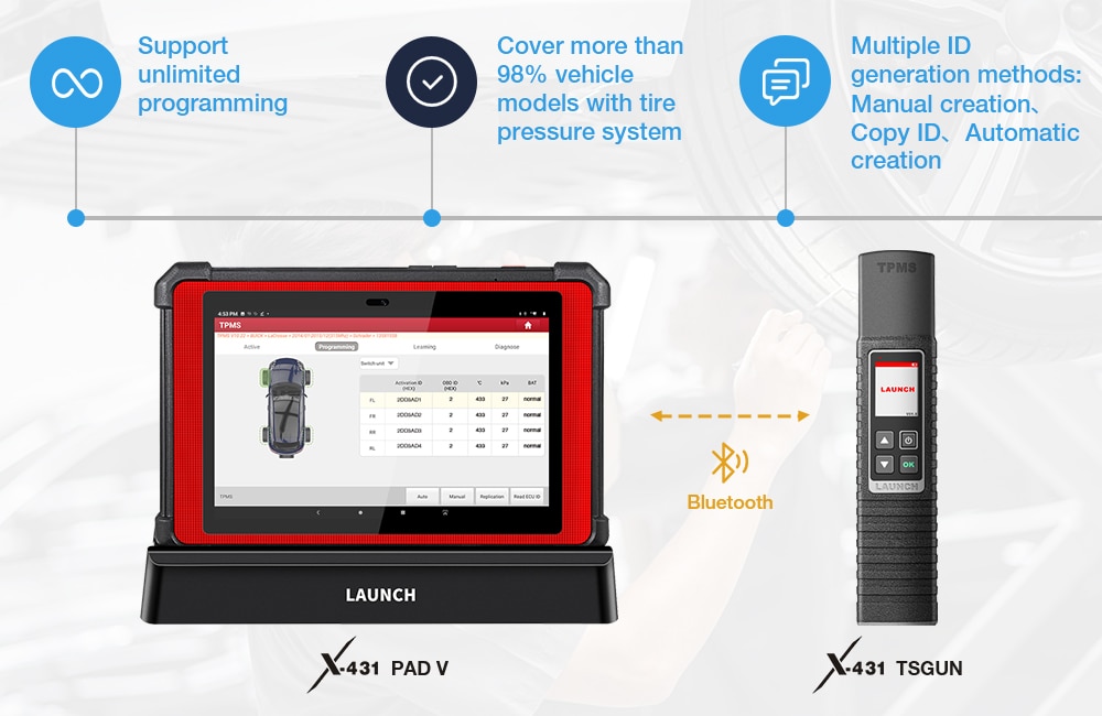 Launch X431 TSGUN TPMS Car Tire Pressure Detector 