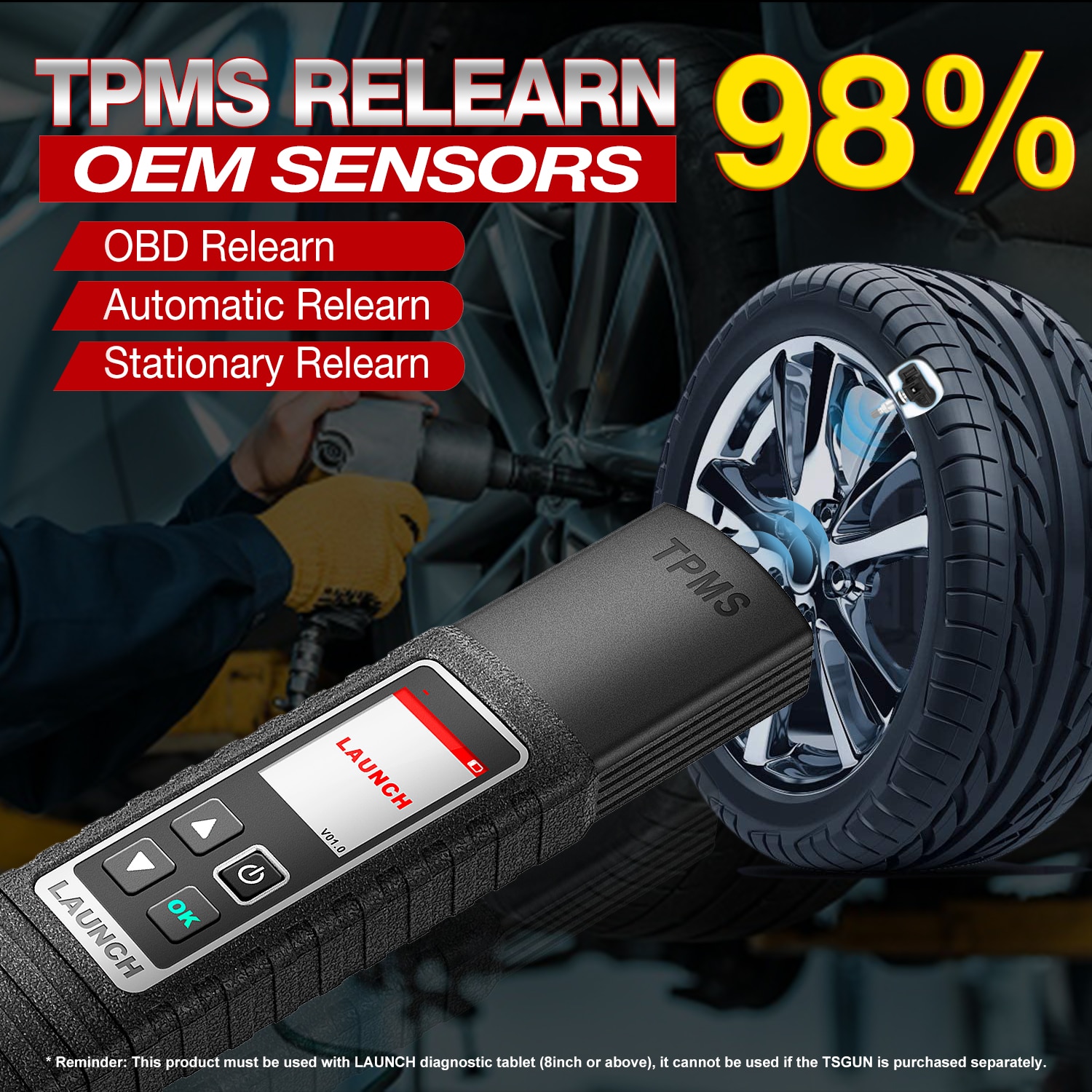 Activar el detector de presión de neumáticos de automóviles x431 tsgun tpms 