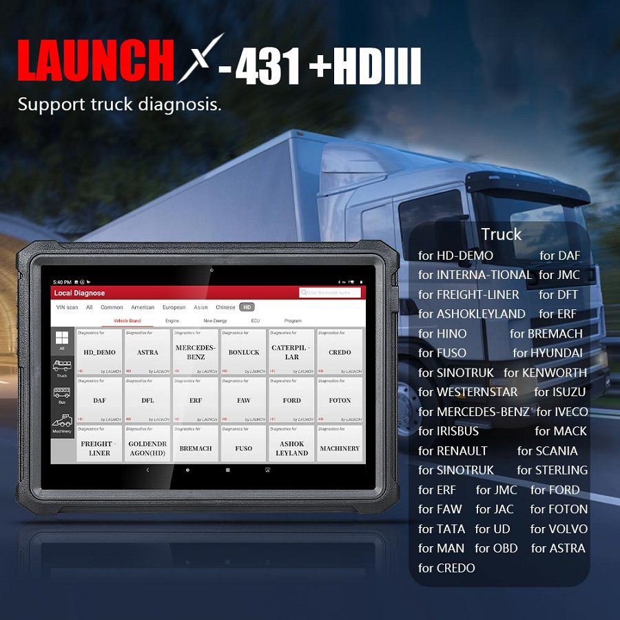 Original Launch X431 V+ HD3 Wifi/Bluetooth Heavy Duty Tr