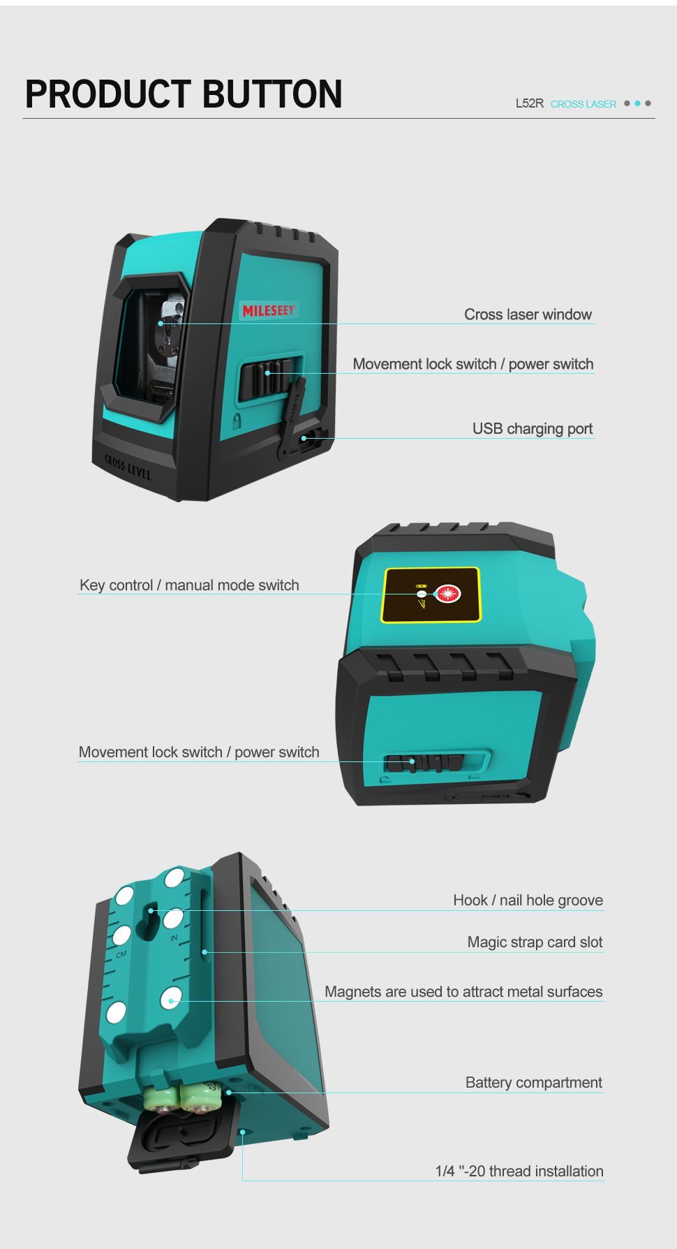 Mileseey Vertical & Horizontal 2 Lines Laser 