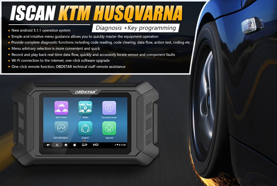 Obdstar iscan ktm / husqvarna herramienta inteligente de diagnóstico de motocicletas tabletas portátiles