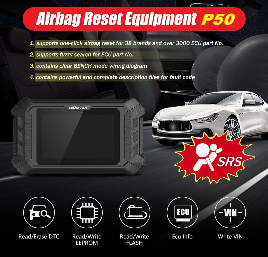 Reinicio del airbag obdstar p50 